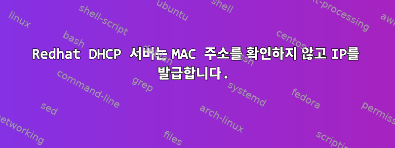 Redhat DHCP 서버는 MAC 주소를 확인하지 않고 IP를 발급합니다.