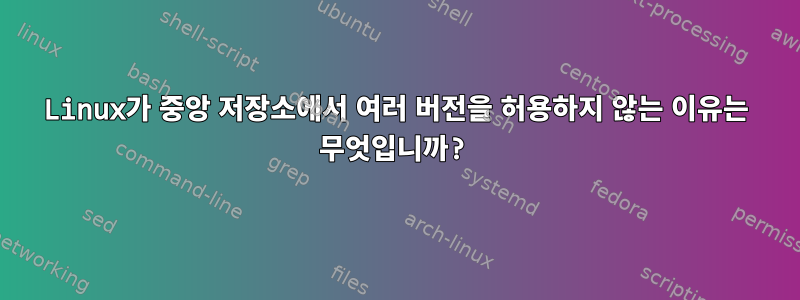 Linux가 중앙 저장소에서 여러 버전을 허용하지 않는 이유는 무엇입니까?