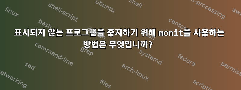 표시되지 않는 프로그램을 중지하기 위해 monit을 사용하는 방법은 무엇입니까?