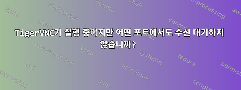 TigerVNC가 실행 중이지만 어떤 포트에서도 수신 대기하지 않습니까?