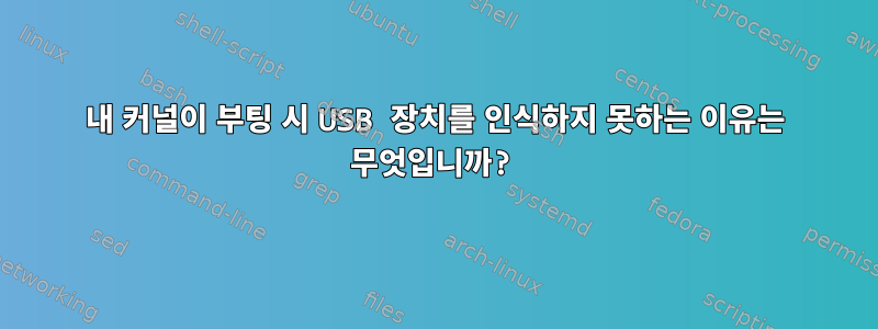 내 커널이 부팅 시 USB 장치를 인식하지 못하는 이유는 무엇입니까?