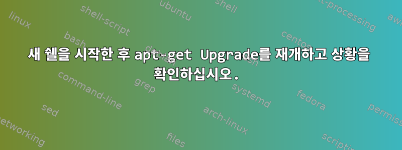 새 쉘을 시작한 후 apt-get Upgrade를 재개하고 상황을 확인하십시오.