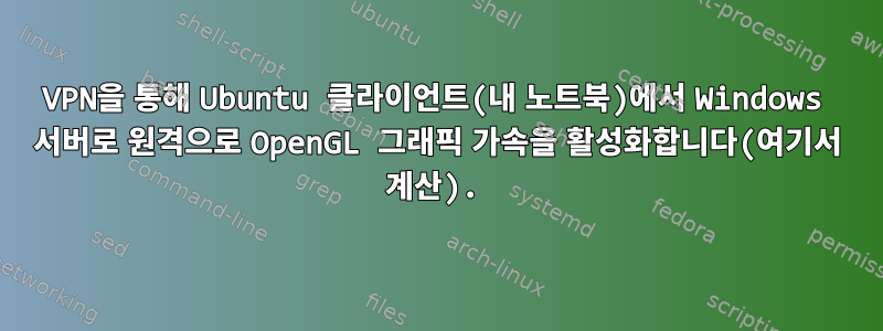 VPN을 통해 Ubuntu 클라이언트(내 노트북)에서 Windows 서버로 원격으로 OpenGL 그래픽 가속을 활성화합니다(여기서 계산).