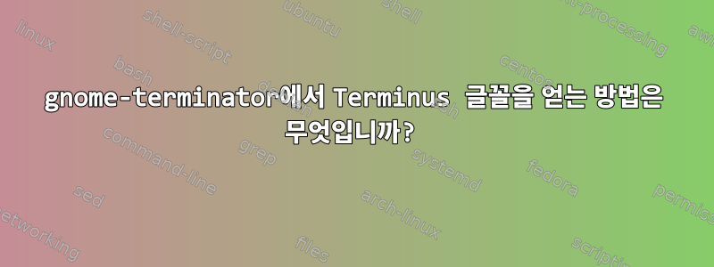 gnome-terminator에서 Terminus 글꼴을 얻는 방법은 무엇입니까?