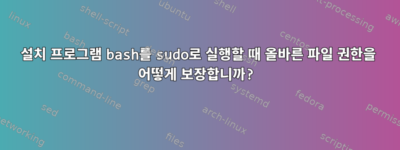 설치 프로그램 bash를 sudo로 실행할 때 올바른 파일 권한을 어떻게 보장합니까?