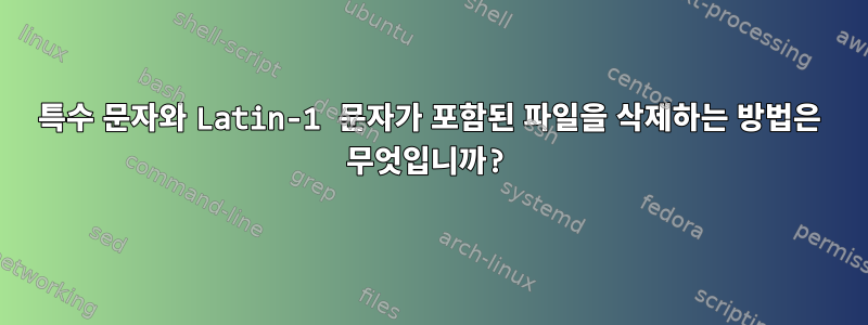 특수 문자와 Latin-1 문자가 포함된 파일을 삭제하는 방법은 무엇입니까?