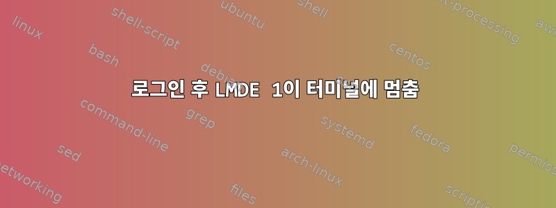 로그인 후 LMDE 1이 터미널에 멈춤