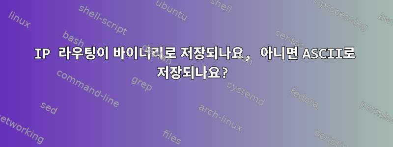 IP 라우팅이 바이너리로 저장되나요, 아니면 ASCII로 저장되나요?