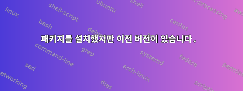 패키지를 설치했지만 이전 버전이 있습니다.