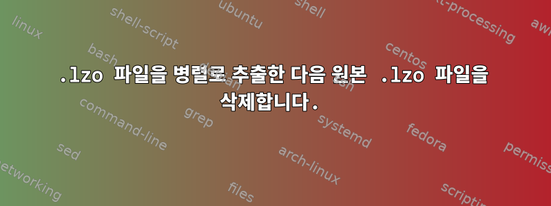 .lzo 파일을 병렬로 추출한 다음 원본 .lzo 파일을 삭제합니다.