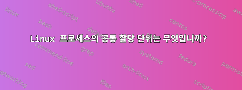 Linux 프로세스의 공통 할당 단위는 무엇입니까?