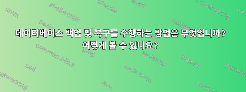 데이터베이스 백업 및 복구를 수행하는 방법은 무엇입니까? 어떻게 볼 수 있나요?