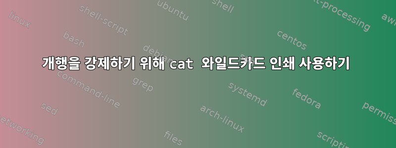 개행을 강제하기 위해 cat 와일드카드 인쇄 사용하기