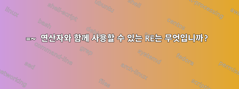 =~ 연산자와 함께 사용할 수 있는 RE는 무엇입니까?