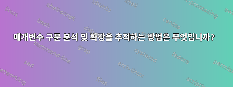 매개변수 구문 분석 및 확장을 추적하는 방법은 무엇입니까?