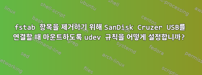 fstab 항목을 제거하기 위해 SanDisk Cruzer USB를 연결할 때 마운트하도록 udev 규칙을 어떻게 설정합니까?