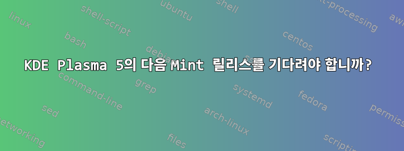 KDE Plasma 5의 다음 Mint 릴리스를 기다려야 합니까?