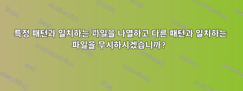 특정 패턴과 일치하는 파일을 나열하고 다른 패턴과 일치하는 파일을 무시하시겠습니까?