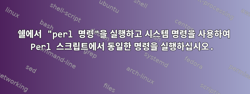 쉘에서 "perl 명령"을 실행하고 시스템 명령을 사용하여 Perl 스크립트에서 동일한 명령을 실행하십시오.