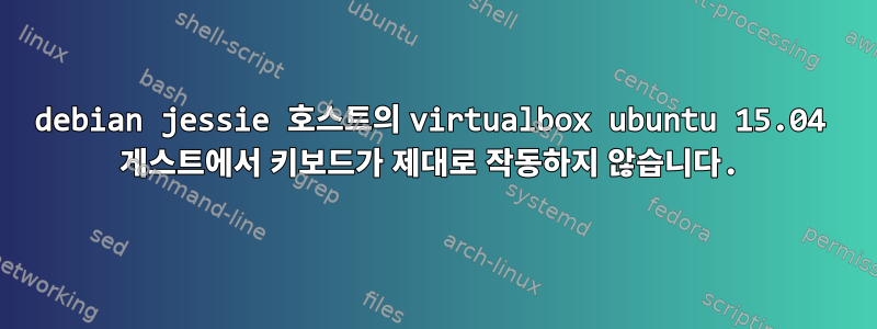 debian jessie 호스트의 virtualbox ubuntu 15.04 게스트에서 키보드가 제대로 작동하지 않습니다.