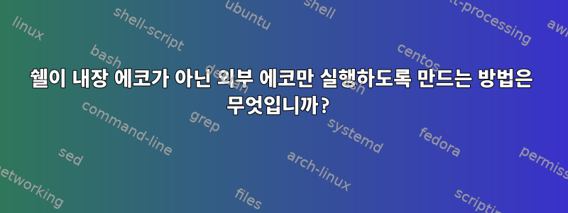 쉘이 내장 에코가 아닌 외부 에코만 ​​실행하도록 만드는 방법은 무엇입니까?