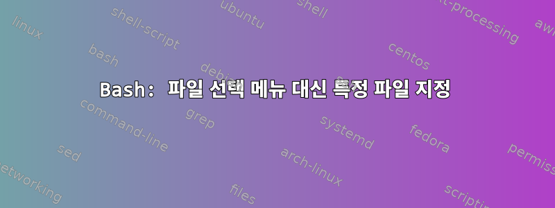 Bash: 파일 선택 메뉴 대신 특정 파일 지정