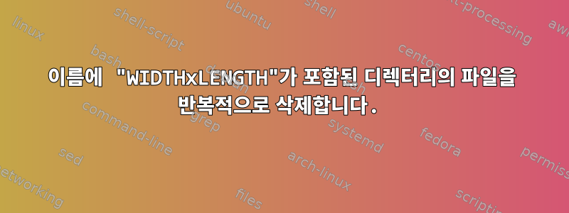 이름에 "WIDTHxLENGTH"가 포함된 디렉터리의 파일을 반복적으로 삭제합니다.