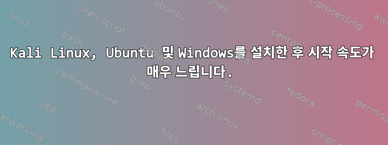 Kali Linux, Ubuntu 및 Windows를 설치한 후 시작 속도가 매우 느립니다.