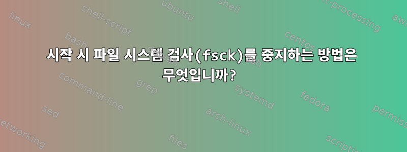 시작 시 파일 시스템 검사(fsck)를 중지하는 방법은 무엇입니까?