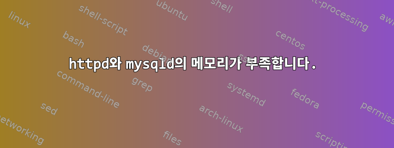 httpd와 mysqld의 메모리가 부족합니다.