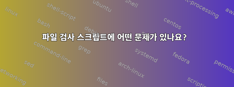 파일 검사 스크립트에 어떤 문제가 있나요?