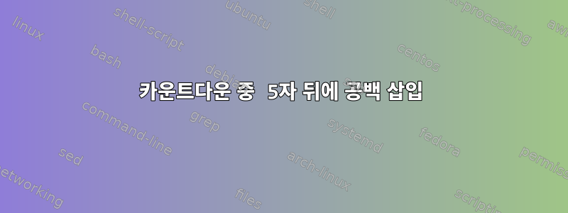 카운트다운 중 5자 뒤에 공백 삽입