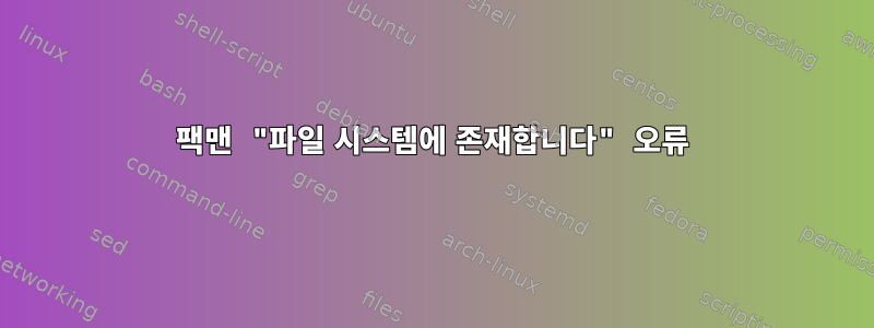 팩맨 "파일 시스템에 존재합니다" 오류