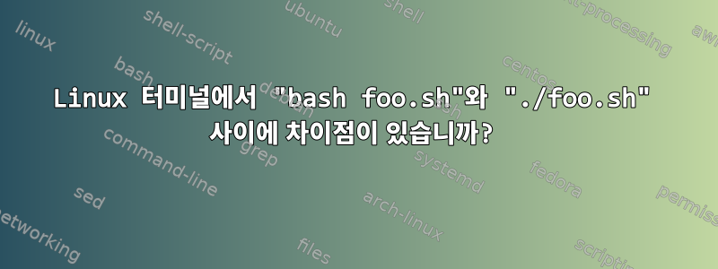 Linux 터미널에서 "bash foo.sh"와 "./foo.sh" 사이에 차이점이 있습니까?