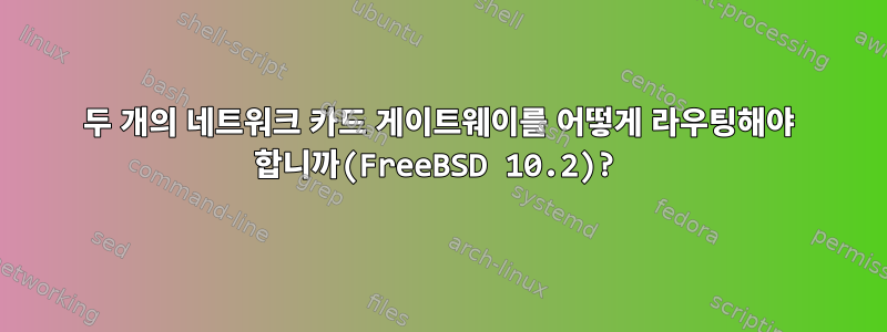 두 개의 네트워크 카드 게이트웨이를 어떻게 라우팅해야 합니까(FreeBSD 10.2)?