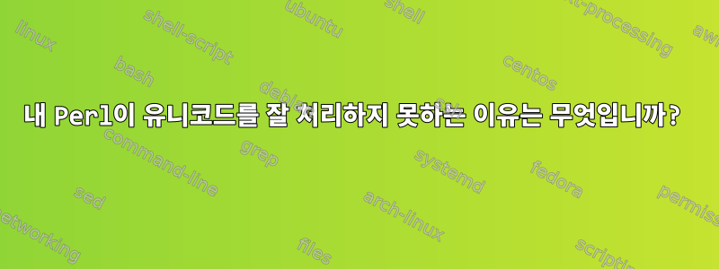 내 Perl이 유니코드를 잘 처리하지 못하는 이유는 무엇입니까?