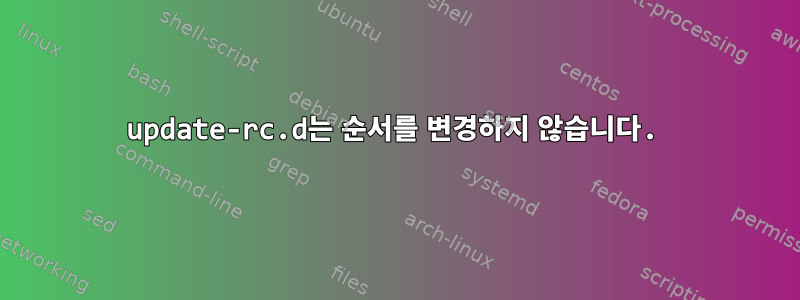 update-rc.d는 순서를 변경하지 않습니다.