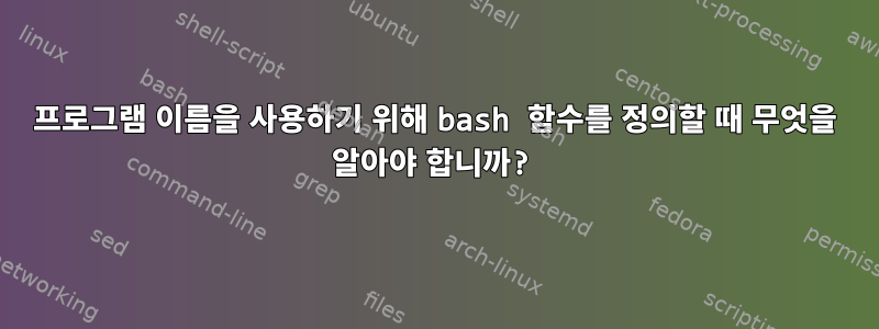 프로그램 이름을 사용하기 위해 bash 함수를 정의할 때 무엇을 알아야 합니까?