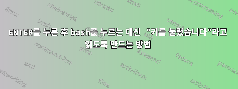 ENTER를 누른 후 bash를 누르는 대신 "키를 눌렀습니다"라고 읽도록 만드는 방법