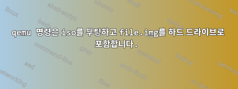 qemu 명령은 iso를 부팅하고 file.img를 하드 드라이브로 포함합니다.