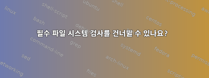 필수 파일 시스템 검사를 건너뛸 수 있나요?