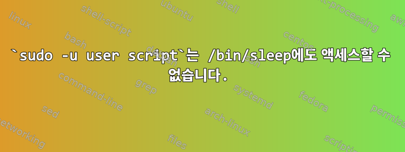 `sudo -u user script`는 /bin/sleep에도 액세스할 수 없습니다.