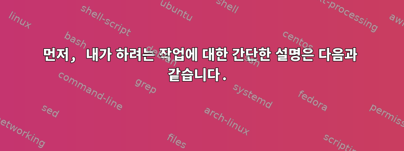 먼저, 내가 하려는 작업에 대한 간단한 설명은 다음과 같습니다.