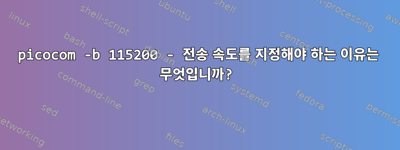 picocom -b 115200 - 전송 속도를 지정해야 하는 이유는 무엇입니까?