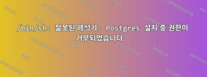 /bin/sh: 잘못된 해석기: Postgres 설치 중 권한이 거부되었습니다.