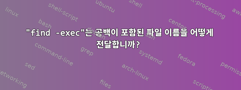 "find -exec"는 공백이 포함된 파일 이름을 어떻게 전달합니까?