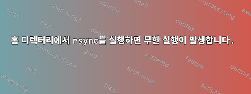 홈 디렉터리에서 rsync를 실행하면 무한 실행이 발생합니다.