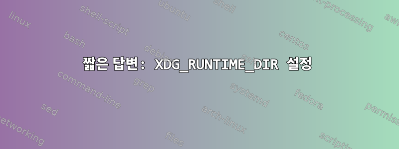 짧은 답변: XDG_RUNTIME_DIR 설정