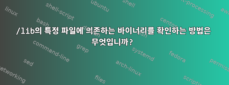 /lib의 특정 파일에 의존하는 바이너리를 확인하는 방법은 무엇입니까?