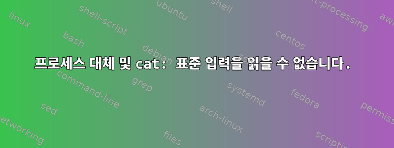 프로세스 대체 및 cat: 표준 입력을 읽을 수 없습니다.